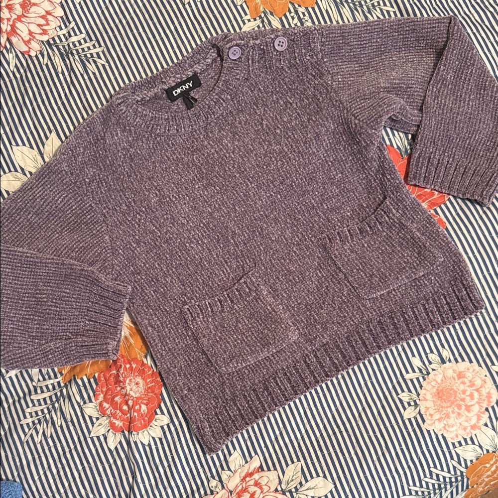 DKNY Heathered Purple Crew Neck Sweater Girl 3T - Picture 1 of 4